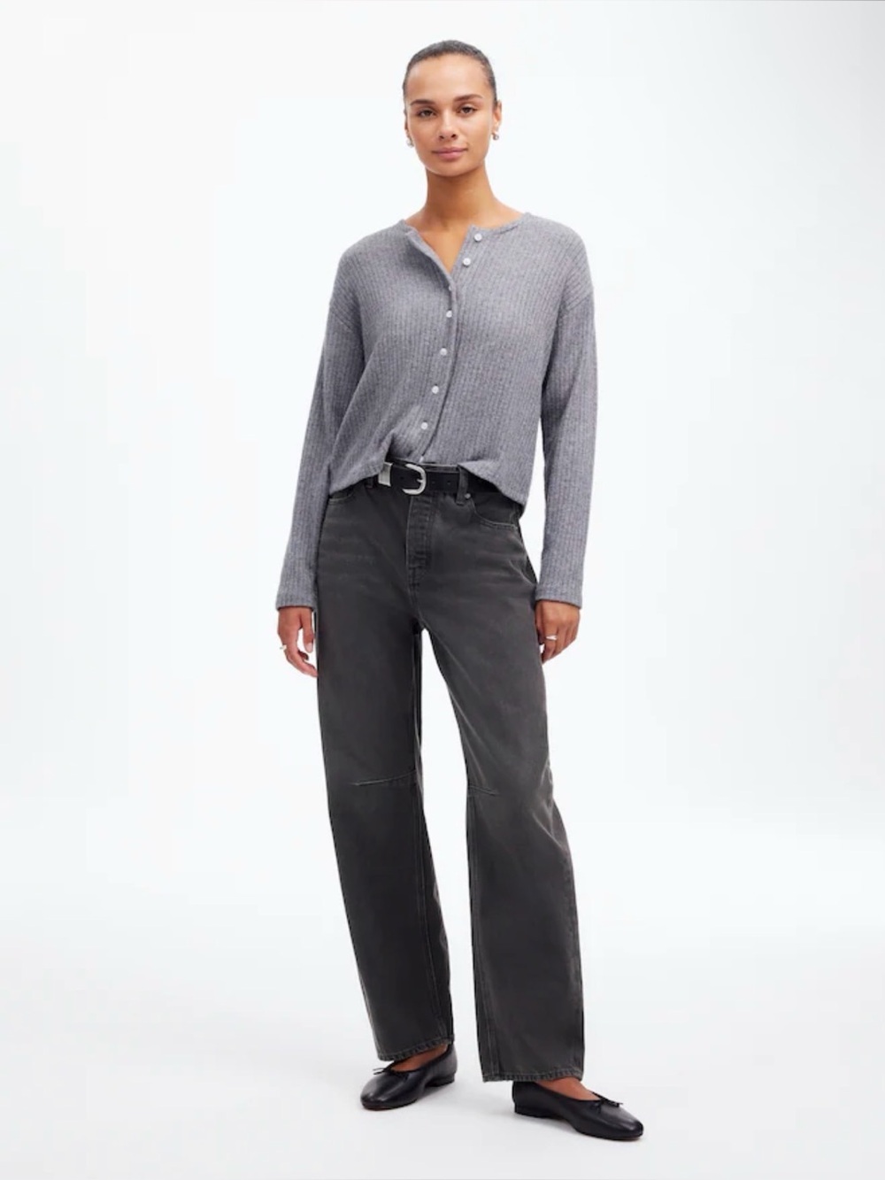 Madewell The Darted Barrel-Leg Jeans Olenda Wash Black Size 27